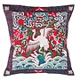 Chinese Cushion Cover Hand-embroidered Burgundy Crane 45x45cm Without Filling