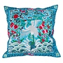 Coussin Chinois Grue Bleue Brodé Main 45x45cm