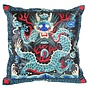 Cuscino Cinese Drago Nero Blu Ricamato a Mano 45x45cm