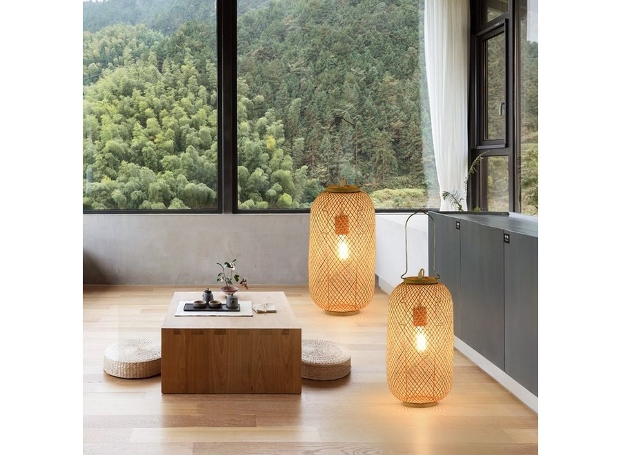 Lampe de Table en Bambou Webbing Fait Main - Carmen D.17xH60cm