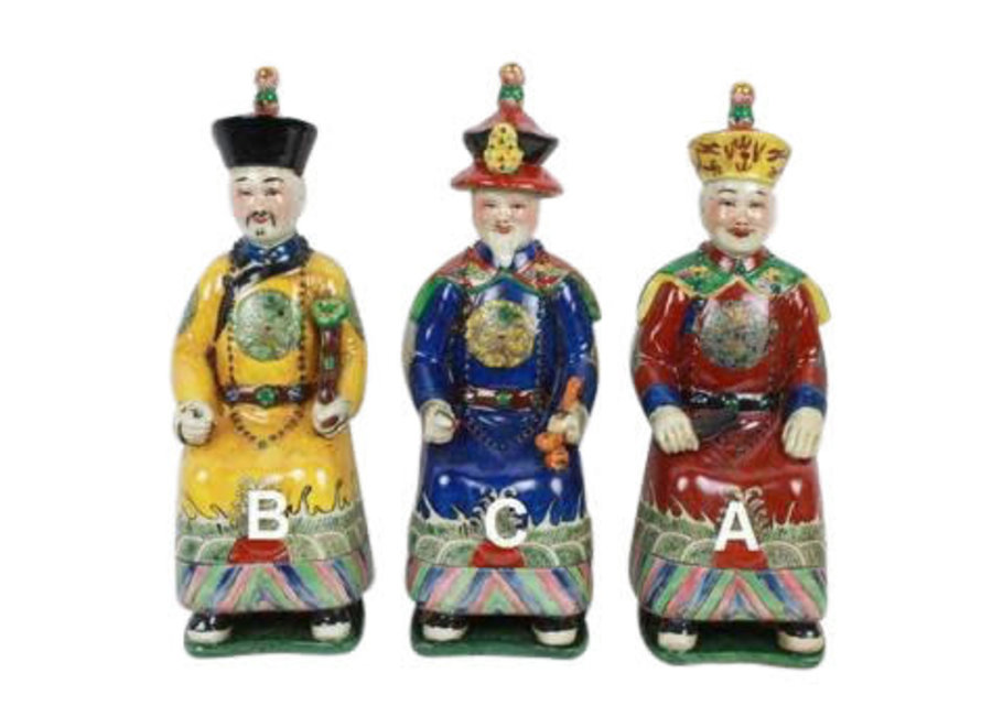 Chinese Emperor Porcelain Figurine Three Generations Qing Dynasty Statues Set/3