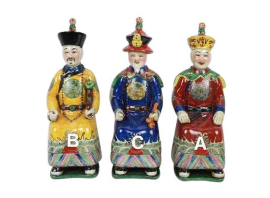 Figurine en Porcelaine De l'Empereur Chinois Trois Générations Ensemble De Statues De La Dynastie Qing/3