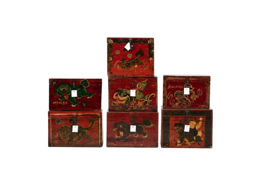 Caja China Antigua Pintada a Mano