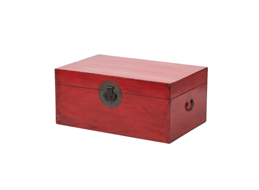 Fine Asianliving Antique Chinese Chest Glossy Red W88xD57xH40cm