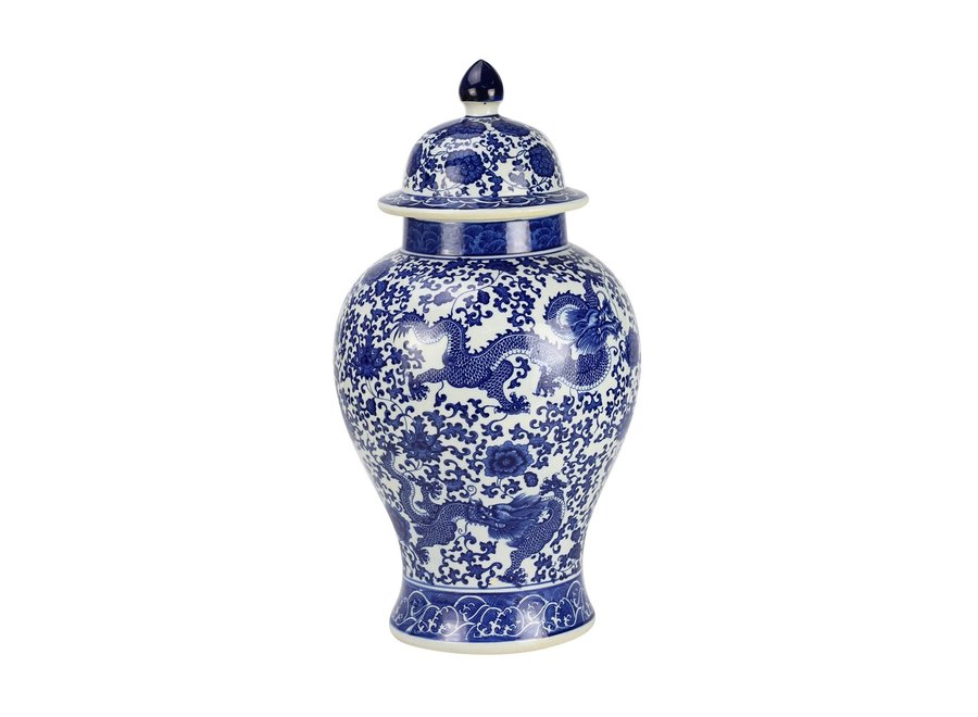 Vaso Ginger Jar Cinese in Porcellana Drago Blu Bianco D27xA51cm