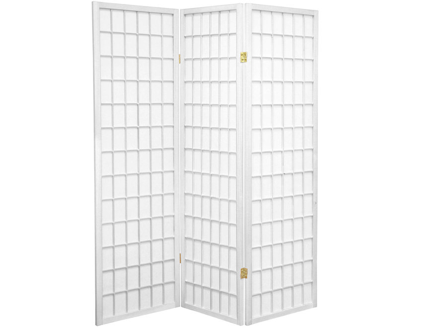 Paravent Japonais L135xH180cm 3 Panneaux Shoji Papier de Riz Blanc - Tana