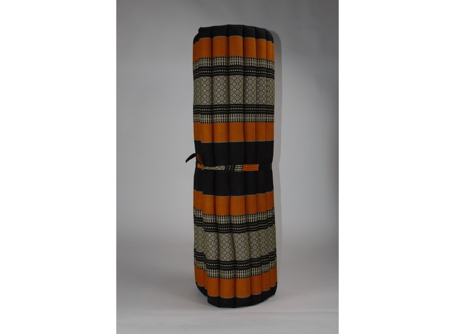 Matelas Thaï Enroulable en Coton et Kapok - 100x200cm - Noir Orange
