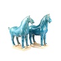 Juego Azul Hecho a Mano de Cerámica de Terracota de la Dinastía Tang de Caballo Chino / 2 An8xP14xAl26cm