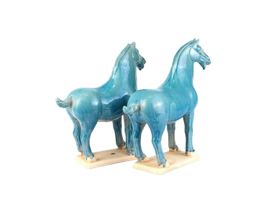 Cheval Chinois Terre Cuite Noir Céramique Fait Main