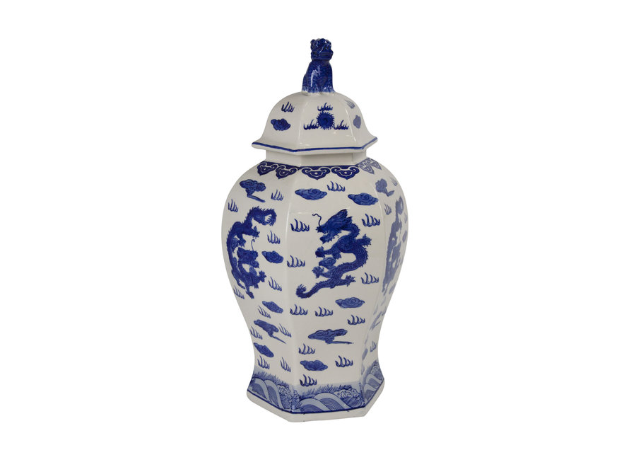 Chinese Ginger Jar Hand-painted Porcelain Blue White W33xD29xH61cm
