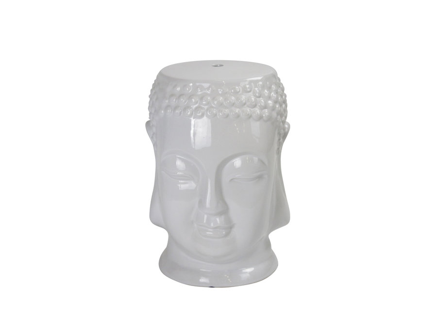 Tabouret Céramique Bouddha Chinois Blanc Fait Main D33xH46cm