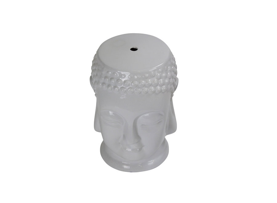 Tabouret Céramique Bouddha Chinois Blanc Fait Main D33xH46cm