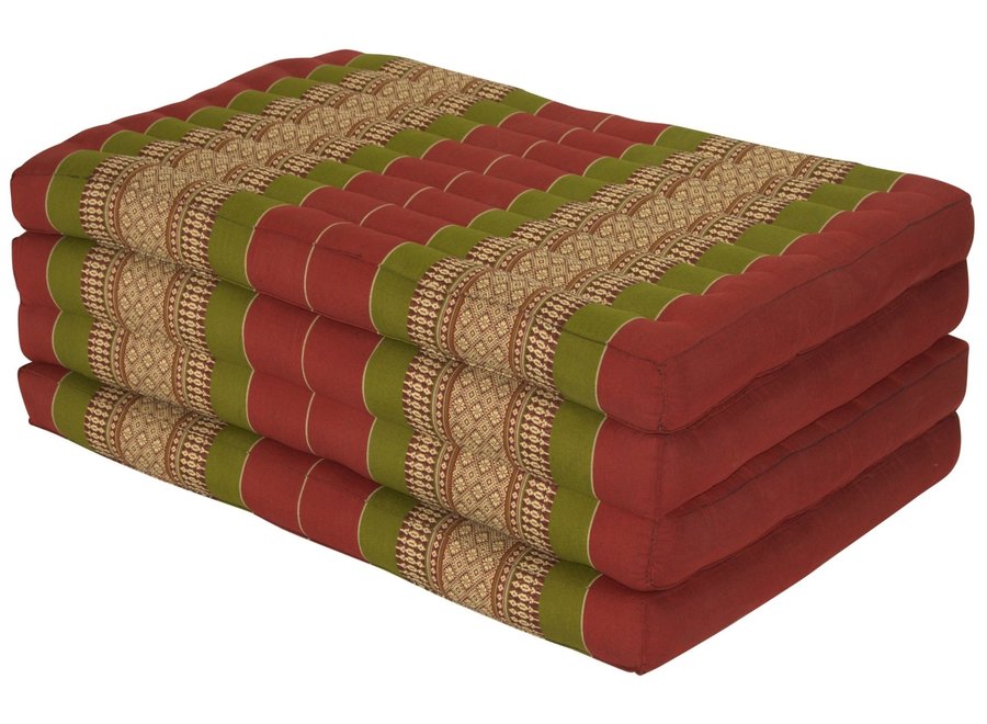 Thai Cushion Mattress 4-folded 80x200x8cm Mat Cushion XXXL Burgundy Green