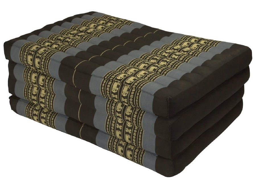 Colchón Tailandés de 4 Pliegues Plegable 80x200x8cm XXXL Negro Elefante