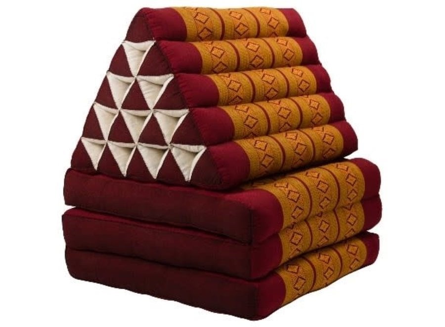 Coussin Thaïlandais Triangulaire Matelas 3 Parties XL 54x180x6cm Orange Thaï