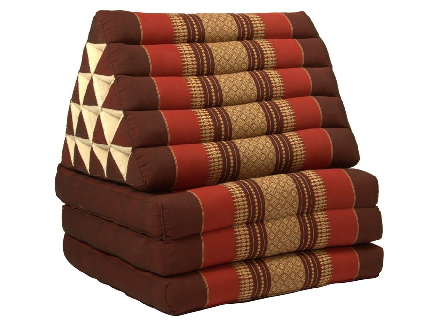 Thai Triangle Cushion Mattress Foldable XL 54x180x6cm Burgundy Red