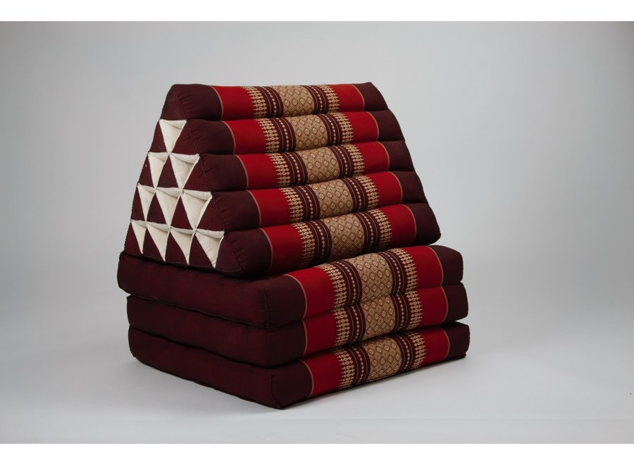 Coussin Thaïlandais Triangulaire Matelas 3 Parties XL 54x180x6cm Rouge