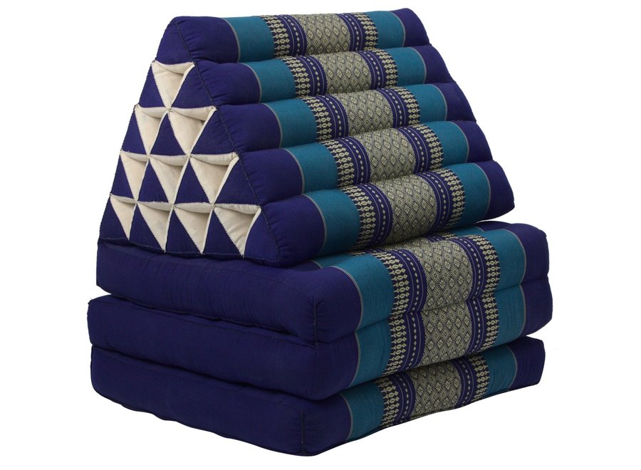 Colchón Tailandés de 3 Pliegues con Cojín Triangular Plegable 54x180x6cm XL Océano Azul