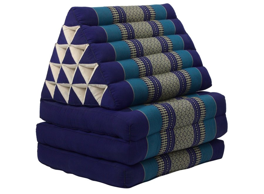 Cuscino Materasso Thailandese Triangolare 54x180x6cm XL Kapok Oceano Blu