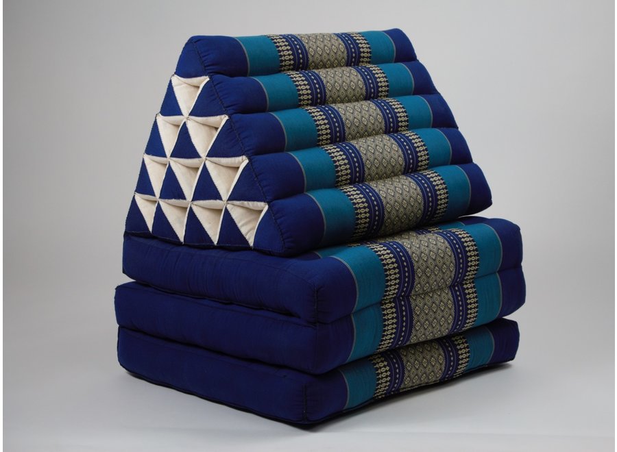 Colchón Tailandés de 3 Pliegues con Cojín Triangular Plegable 54x180x6cm XL Océano Azul