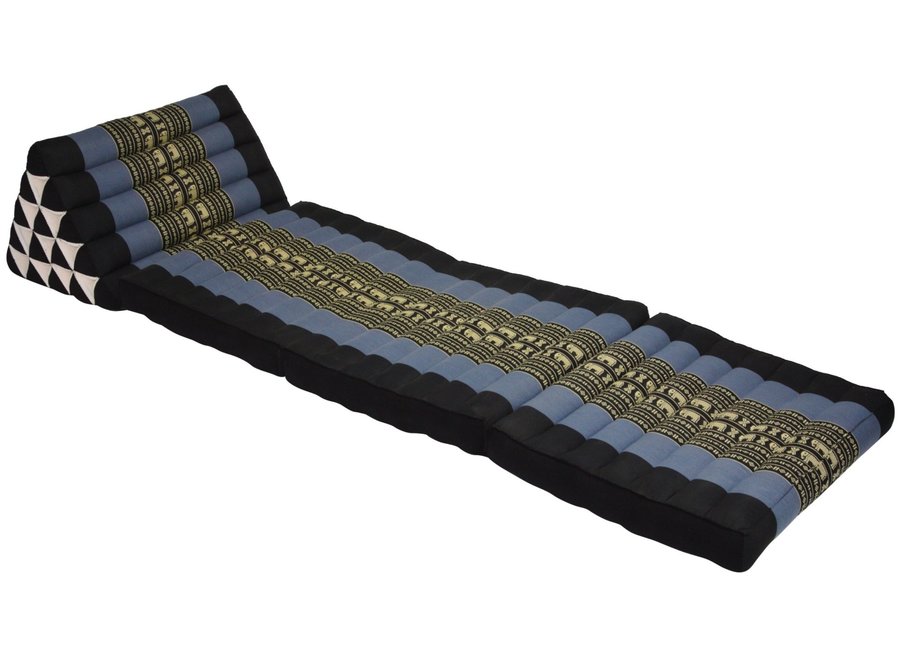 Thaikissen Dreieckskissen 3 Auflagen Kapokfüllung XL 54x180x6cm Schwarz Elefanten