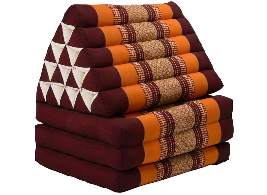 Thai Triangle Cushion Mattress Foldable XL 54x180x6cm Burgundy Orange