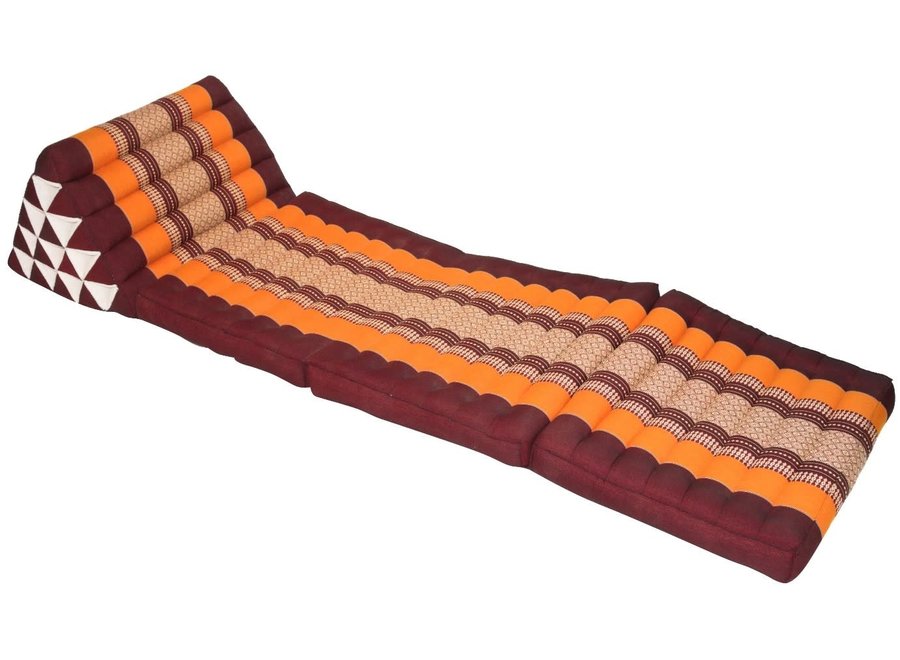 Cuscino Materasso Thailandese Triangolare 54x180x6cm XL Kapok Rosso Arancione