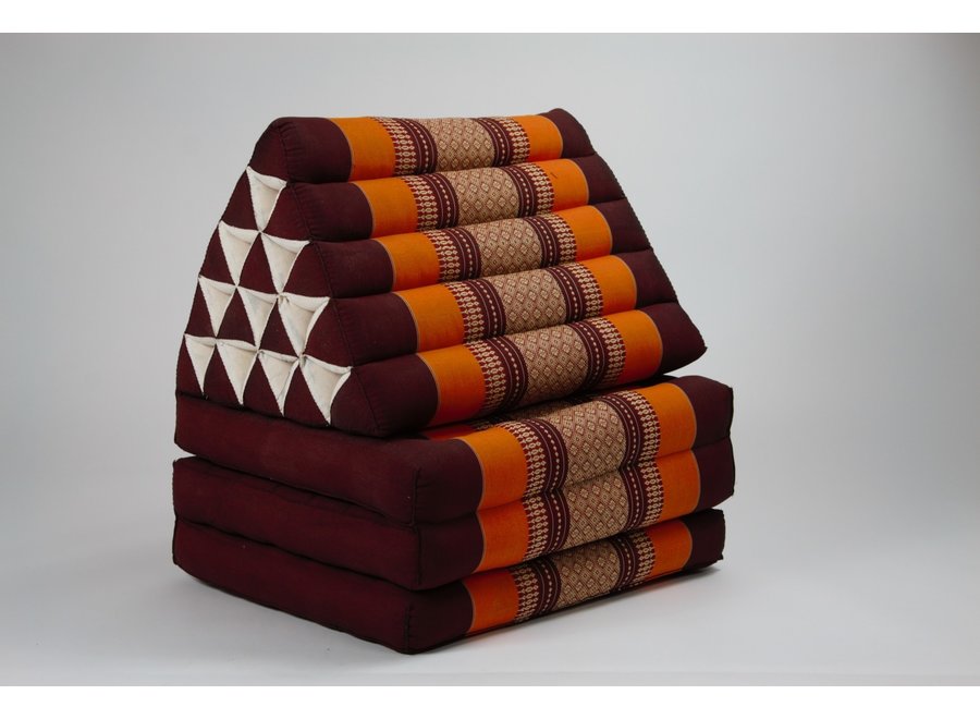 Thai Triangle Cushion Mattress Foldable XL 54x180x6cm Burgundy Orange