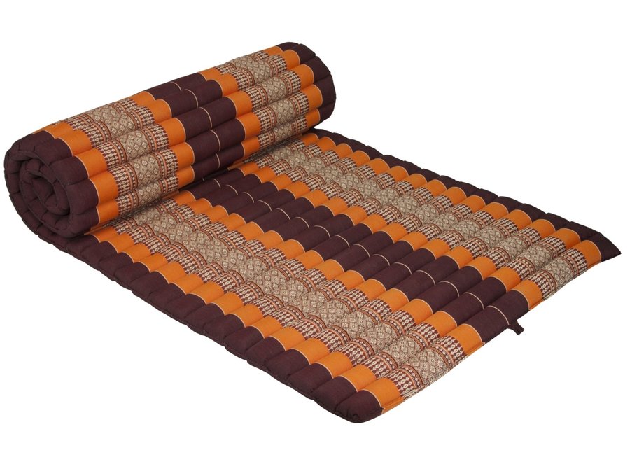 Matelas Thaï Enroulable en Coton et Kapok 200x77x4.5cm Rouge Orange