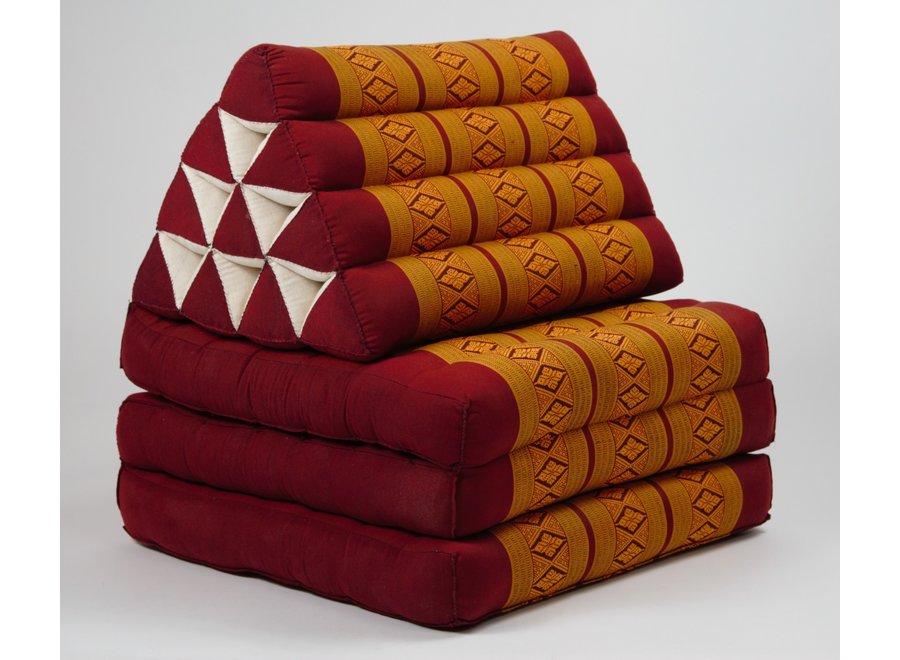 Fine Asianliving Thai Mattress Triangle Cushion Headrest 3-Fold Meditation Mat Lounge Kapok Thai Orange