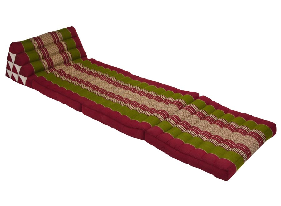 Thai Mattress Triangle Cushion Headrest 3-Fold Meditation Mat Lounge Kapok Burgundy Green