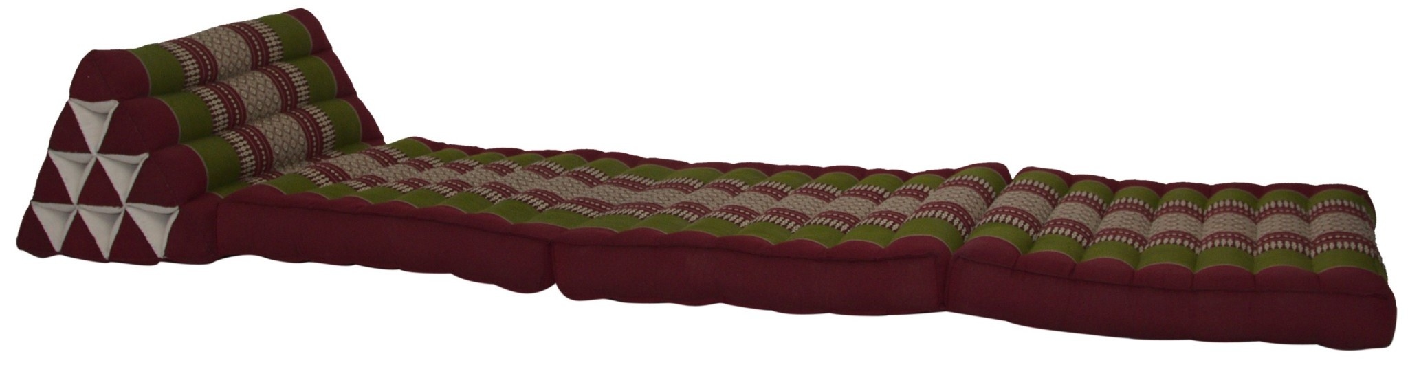 Cuscino Materasso Thailandese Triangolare 52x180cm Kapok Rosso Verde - Fine  Asianliving