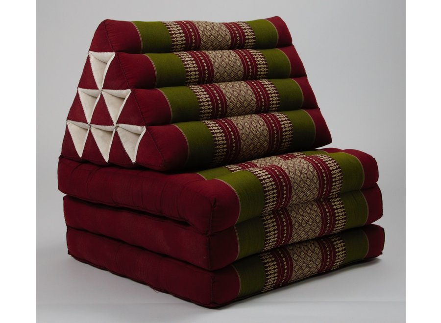 Fine Asianliving Thai Mattress Triangle Cushion Headrest 3-Fold Meditation Mat Lounge Kapok Burgundy Green