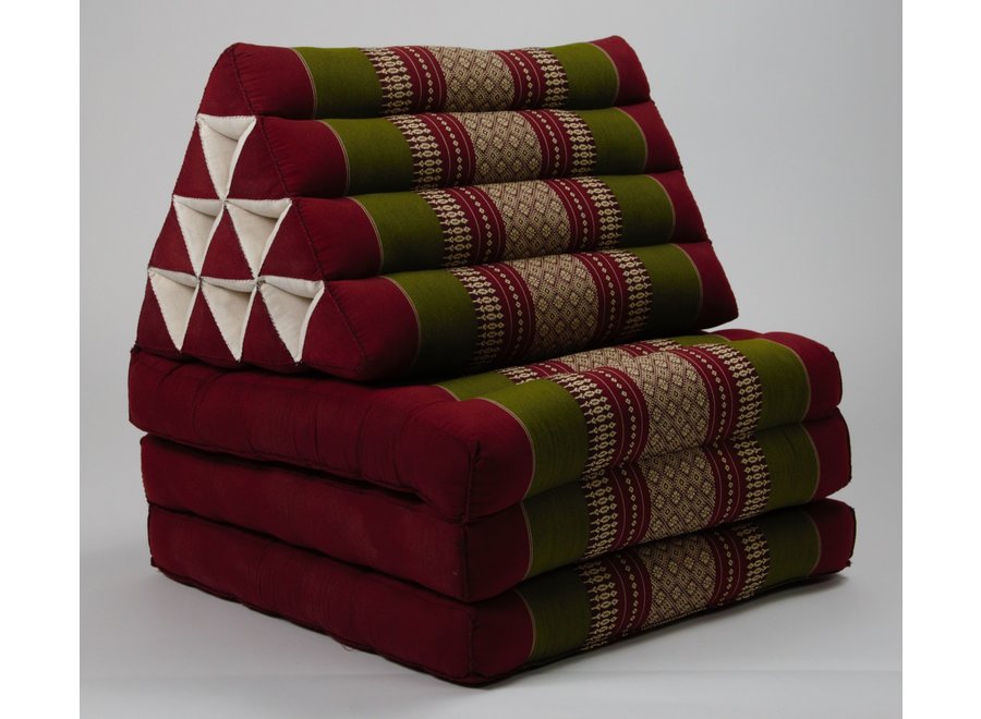 Thai Mattress Triangle Cushion Headrest 3-Fold Meditation Mat Lounge Kapok Burgundy Green