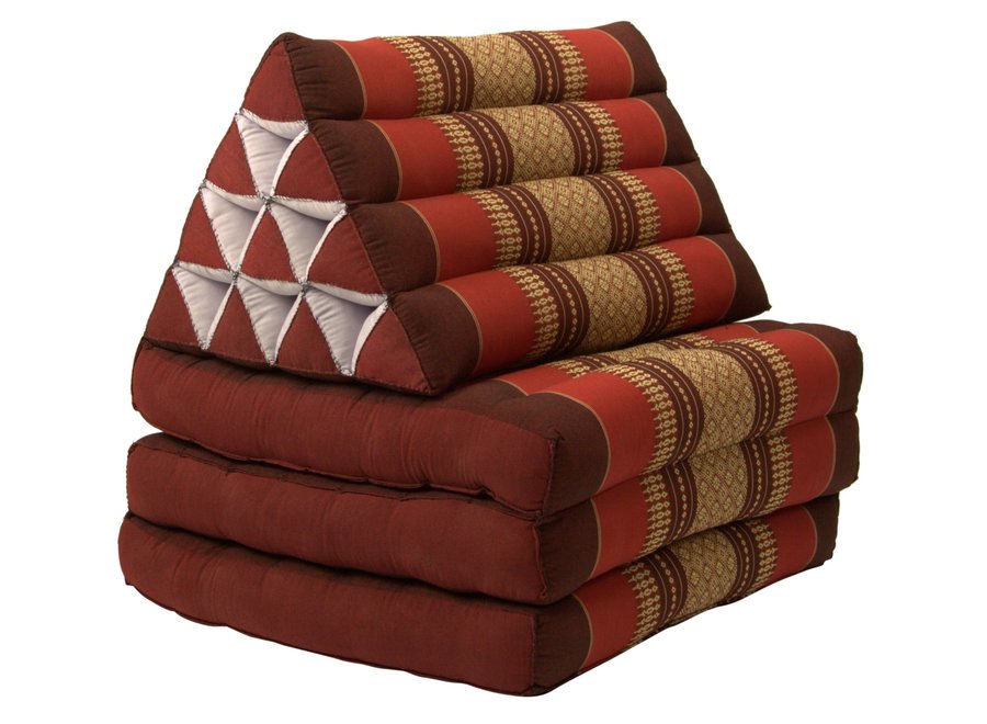 Coussin Thaïlandais Triangulaire Matelas 3 Parties 52x180cm Bordeaux Rouge