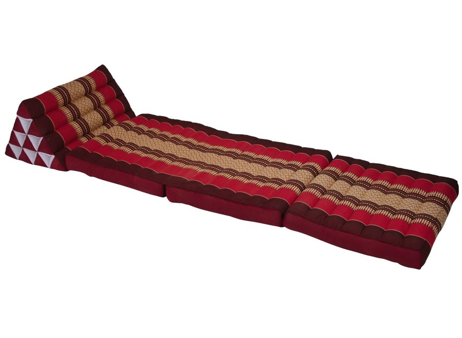 Coussin Thaïlandais Triangulaire Matelas 3 Parties 52x180cm Bordeaux Rouge