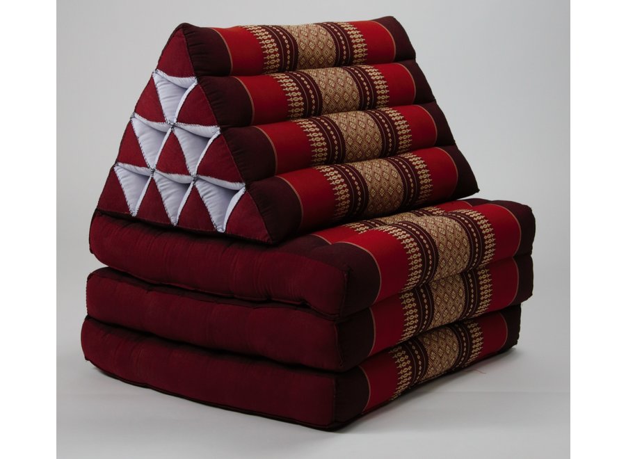 Coussin Thaïlandais Triangulaire Matelas 3 Parties 52x180cm Bordeaux Rouge