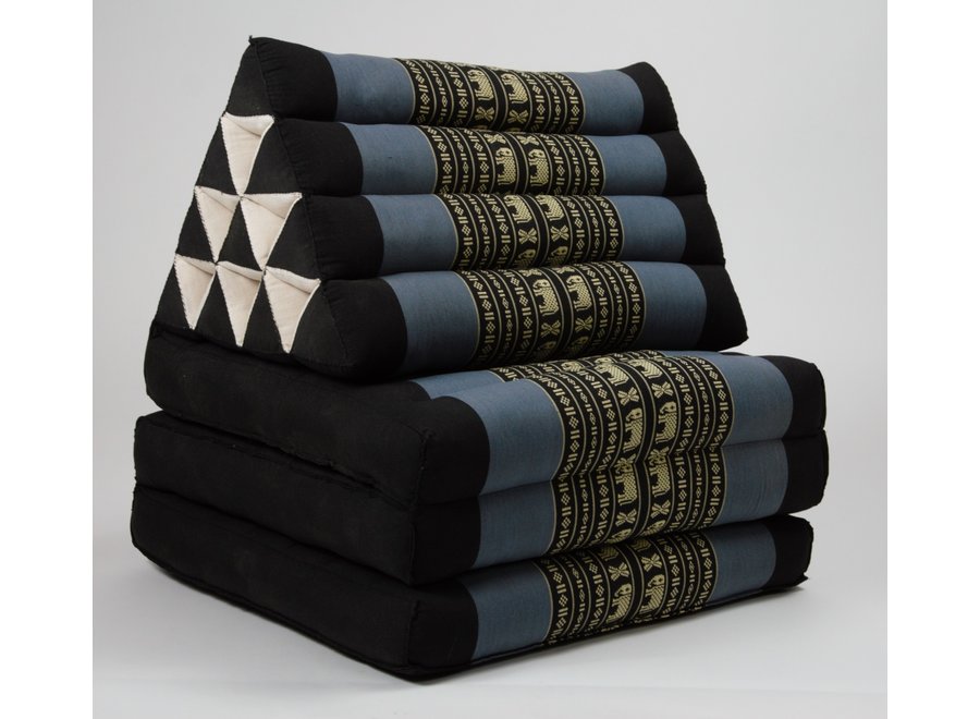 Thaikissen Dreieckskissen 3 Auflagen Kapokfüllung 50x175x8cm Schwarz Elefant