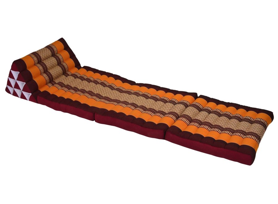 Coussin Thaïlandais Triangulaire Matelas 3 Parties 50x175x8cm Rouge Orange