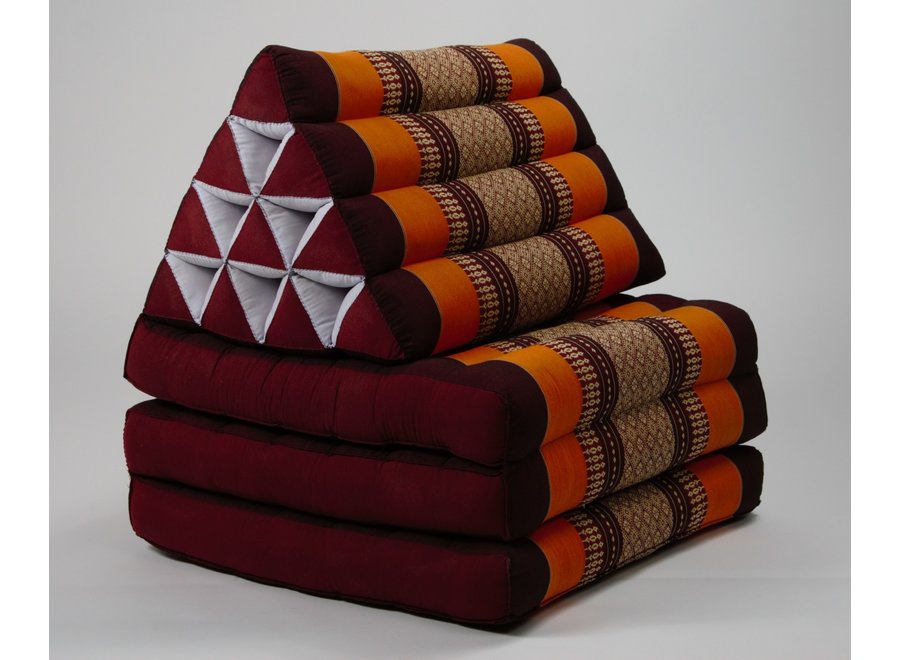 Thai Triangle Cushion Mattress Foldable Standard 50x175x8cm Burgundy Orange