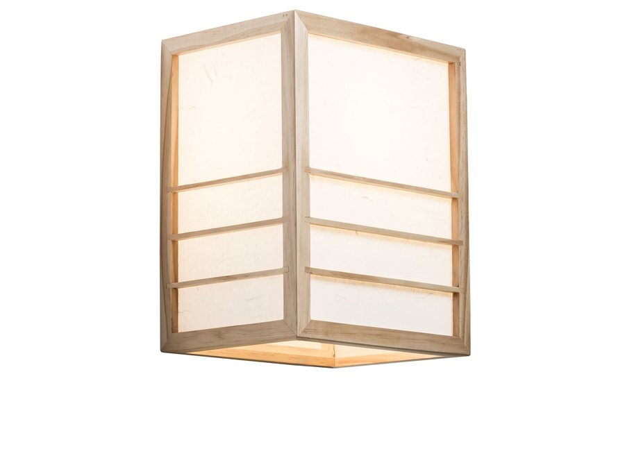 Fine Asianliving Japanese Wall Lamp Shoji Rice Paper Wood Nikko Natural W20xD15xH25cm