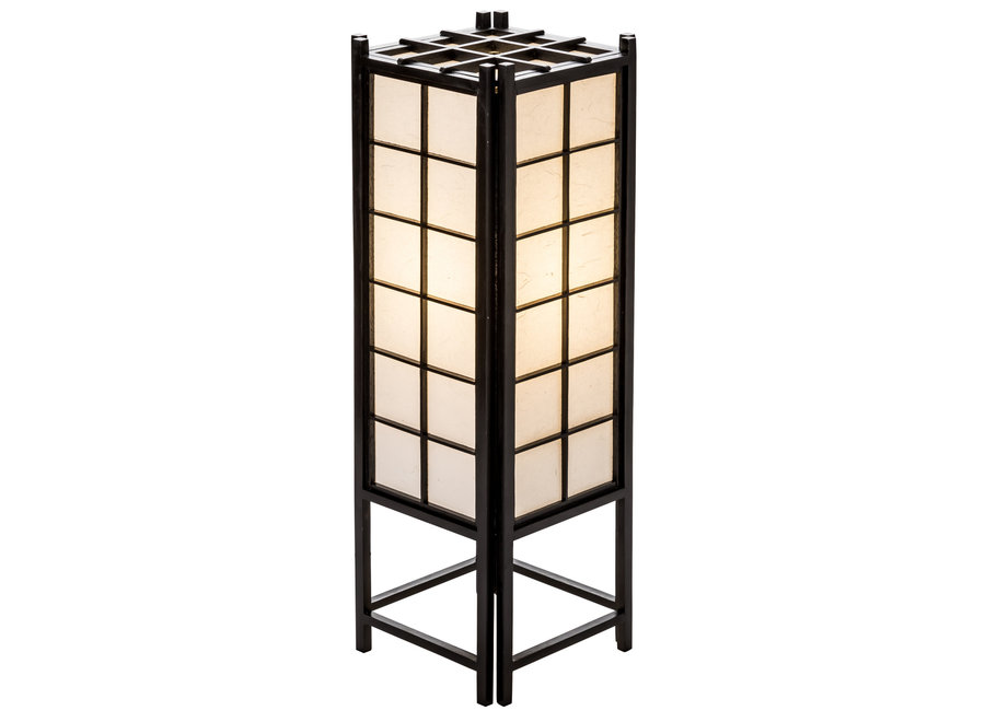 Fine Asianliving Japanese Lamp Shoji Rice Paper Wood Black Large - Tatamilite W19xD19xH58cm