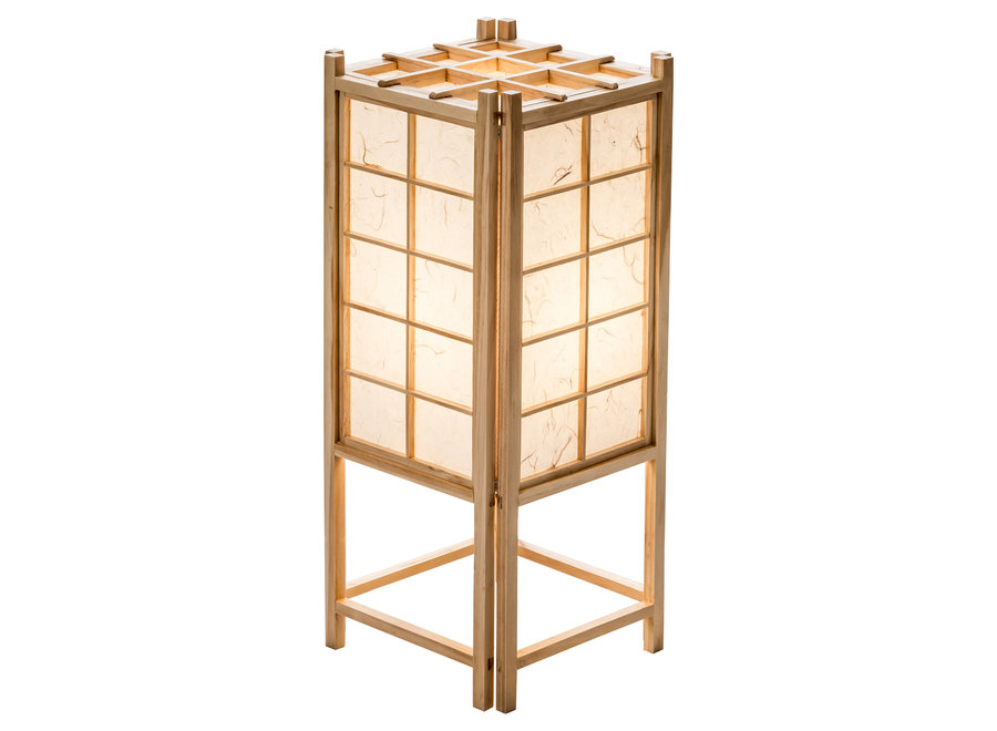 Japanische Lampe Holz und Shoji Reispapier Natur - Tatamilite B19xT19xH45.5cm