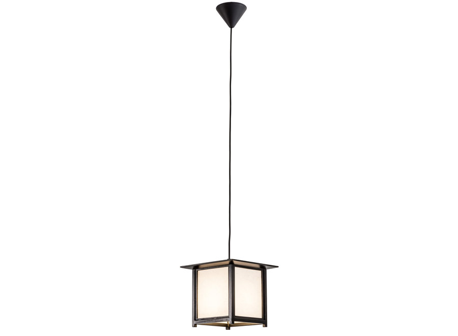 Fine Asianliving Japanese Hanging Lamp Shoji Rice Paper Wood Black - Akida W24xD24xH21cm
