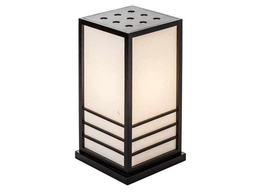 Lámpara de Mesa Japonesa de Madera y Papel de Arroz Miyazaki grande Negro A22xP22xA40cm