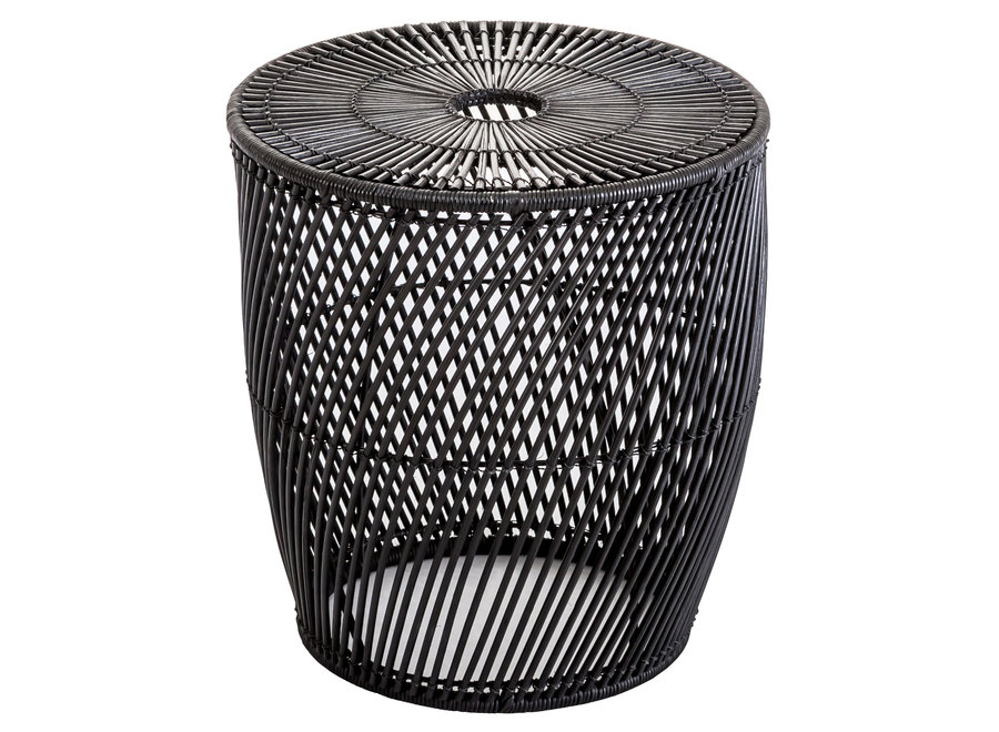 Side Table Wicker Abaca Handwoven Black D40xH44cm - Sogo