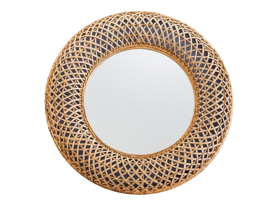 Round Wall Mirror Buri Frame Handweaved D70x6cm