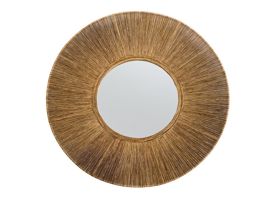 Specchio da Parete Rotondo con Cornice in Corda Intrecciata a Mano D70x6.2cm