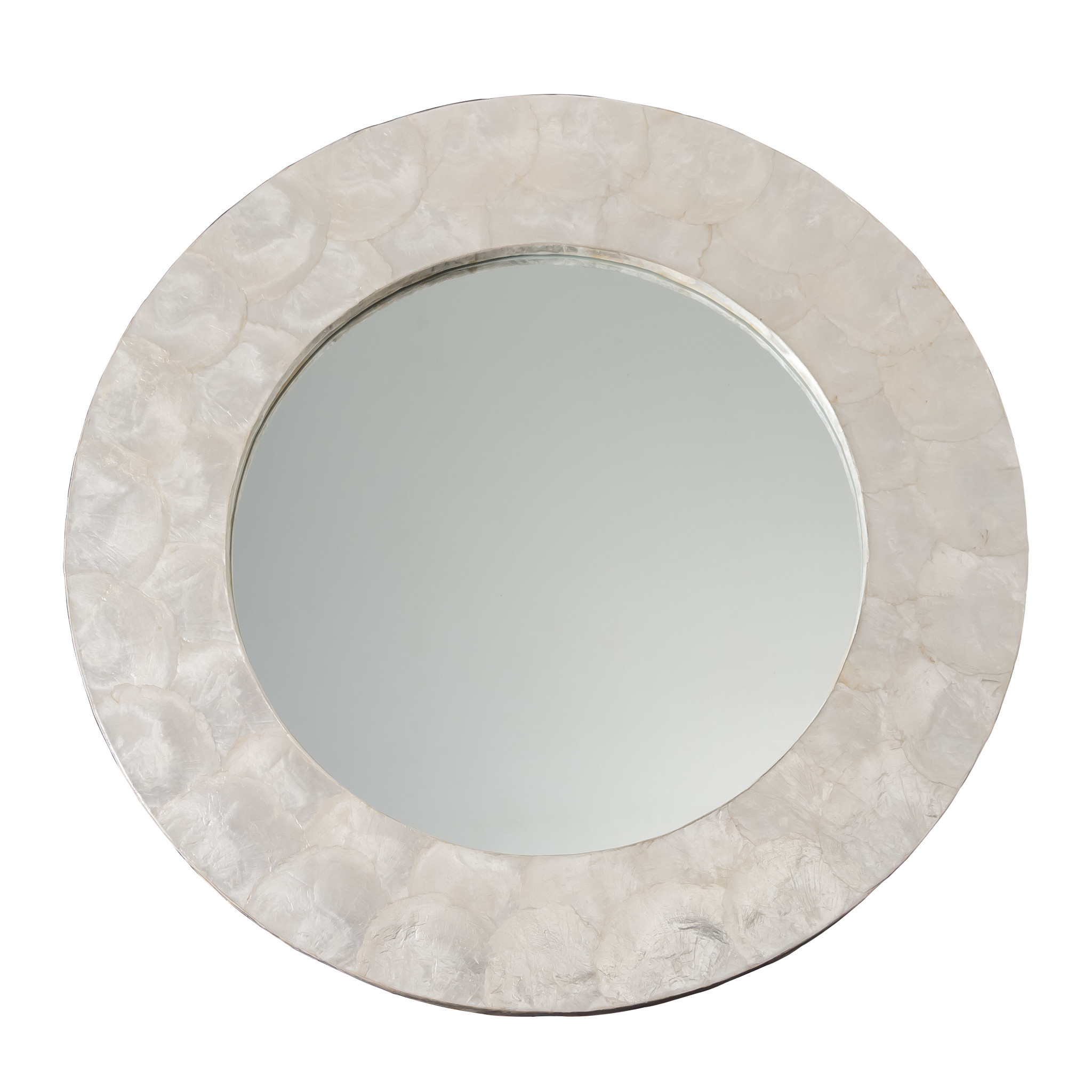 Round Wall Mirror Capiz Frame Handmade Mother-of-Pearl D61cm - Fine ...