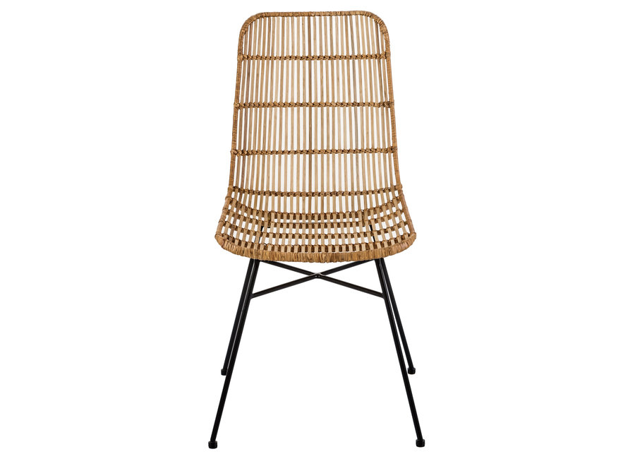 Dining Chair Rattan Wicker Weaved Metal Frame W48xD58xH88cm